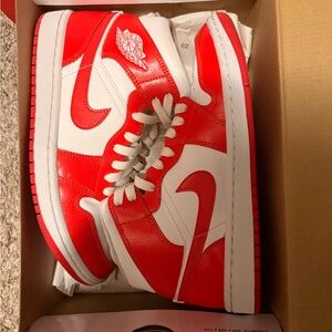 Jordan Air Mid Red and White Sneakers